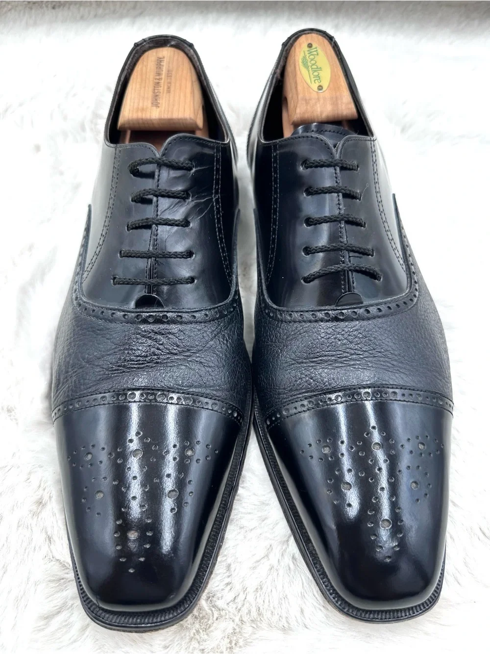 Mezlan Tyson II Men’s Calf & Deerskin Oxford Shoes Size 13 Black leather